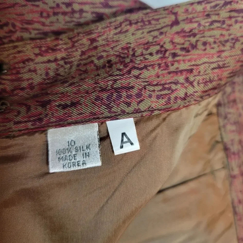 Ellen Tracy Vintage 90s Silk Midi Skirt with Belt Loops and Pockets Women's 10
